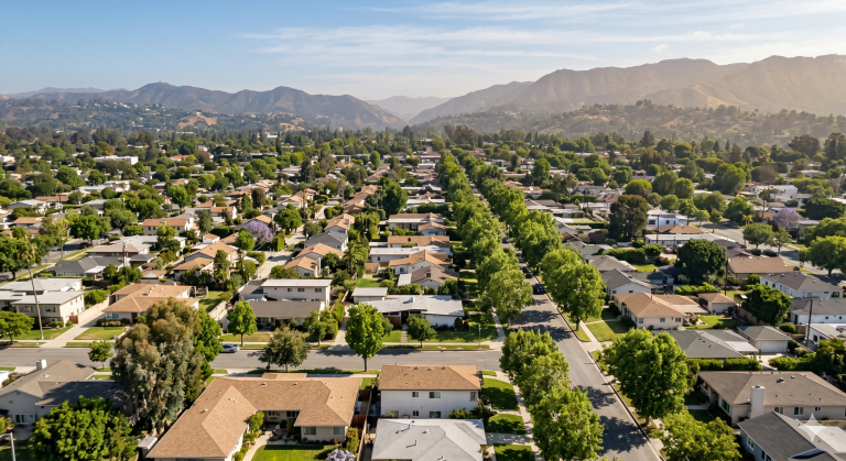 Los Angeles aerial banner — We Do Construction service area, locations page divider.