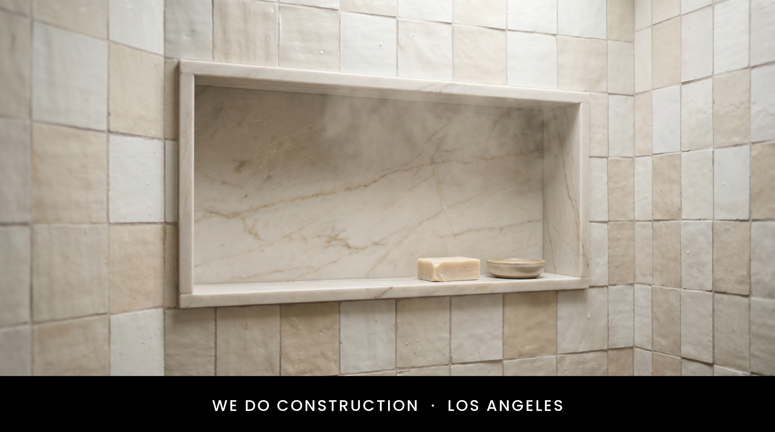 Shower niche detail in Beverly Hills by WDC